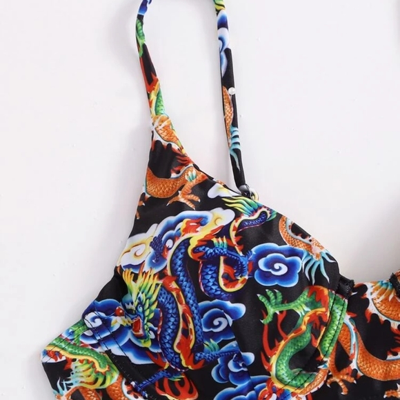 💥⭐Summer Dragon Graphic Push Up Tie Side Cheeky Set Best Look for Summer ⭐💥 - Picture 4 of 8